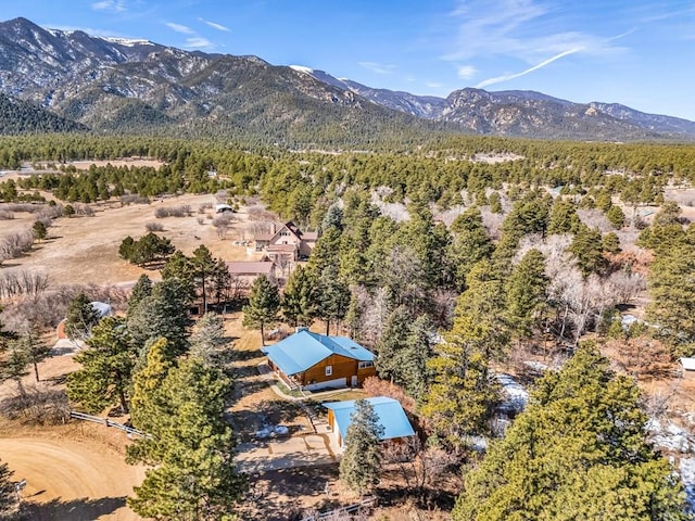 drone / aerial view featuring a mountain view