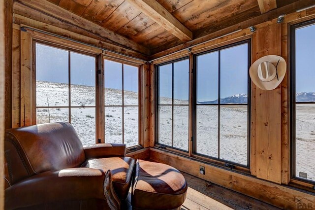 1225 Brokenhand Rd, Westcliffe, CO 81252 - sunroom featuring a water view and beam ceiling
