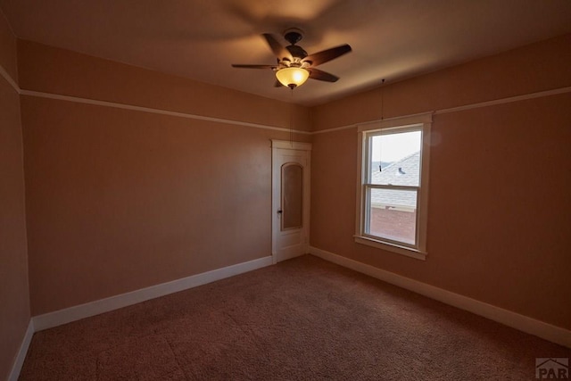 315 S Oak St, Trinidad, CO 81082 - carpeted empty room featuring baseboards and a ceiling fan
