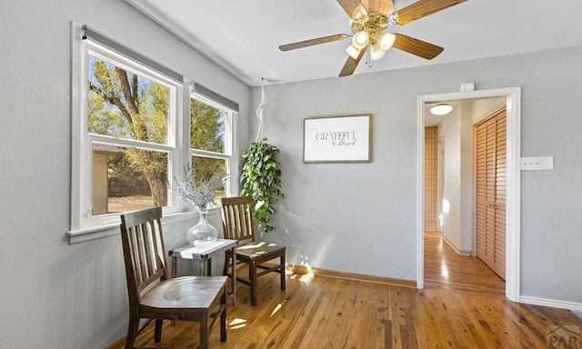 4321 Goodnight Ave, Pueblo, CO 81005 - sitting room with wood finished floors, baseboards, and a ceiling fan