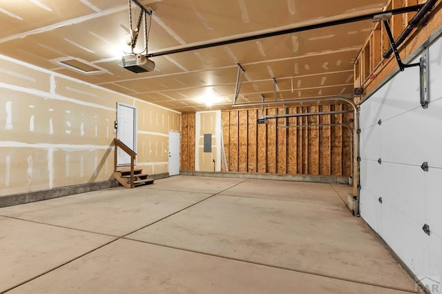 garage with a garage door opener