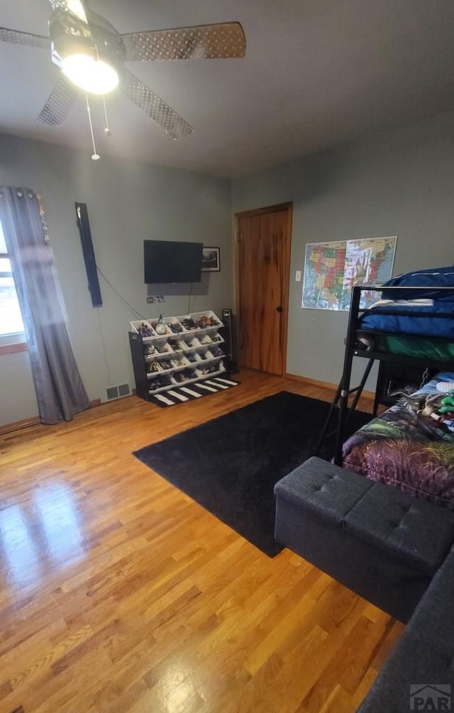 380 Kansas St, Springfield, CO 81073 - living room featuring wood finished floors and ceiling fan