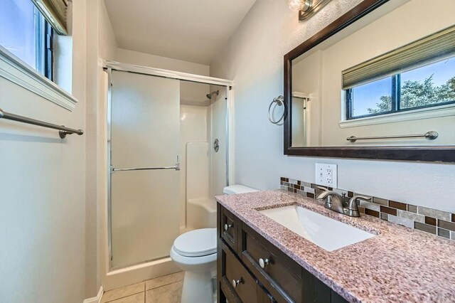 950 S Los Charros Dr, Pueblo West, CO 81007 - bathroom with a shower stall, vanity, and tile patterned flooring