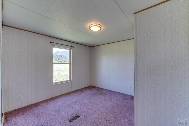 unfurnished room featuring visible vents and light colored carpet