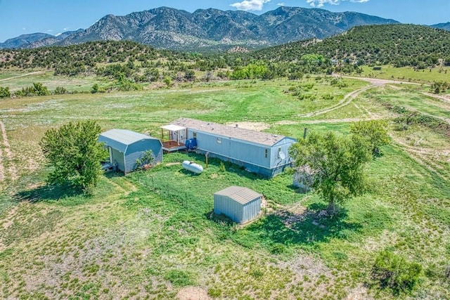 aerial view with a mountain view