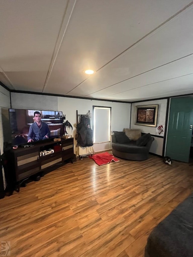 living room with wood finished floors