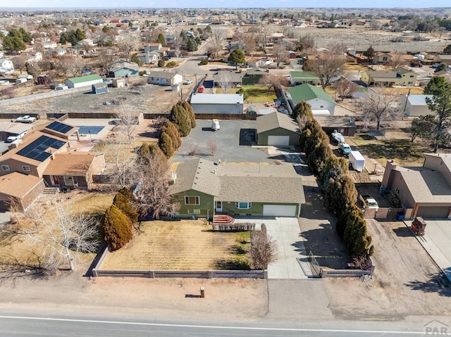 bird's eye view with a residential view