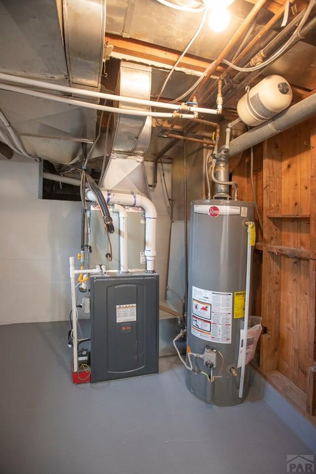 utility room featuring water heater