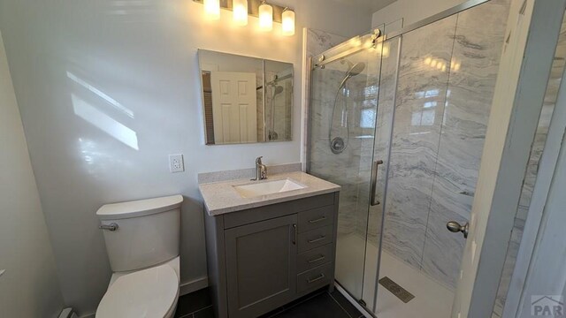 232 Saddle Rd, Trinidad, CO 81082 - full bath with vanity, a shower stall, and toilet