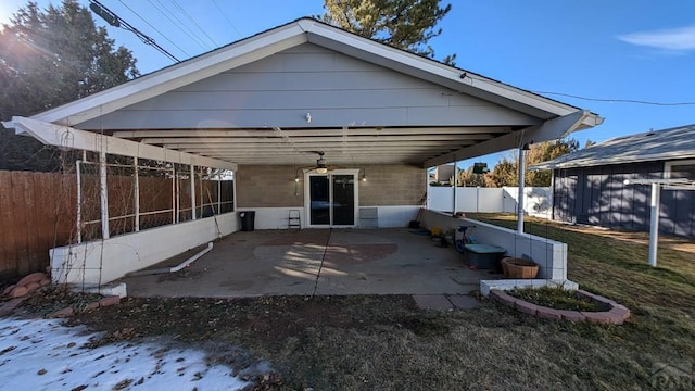 232 Saddle Rd, Trinidad, CO 81082 - back of house with a ceiling fan, a fenced backyard, and a patio