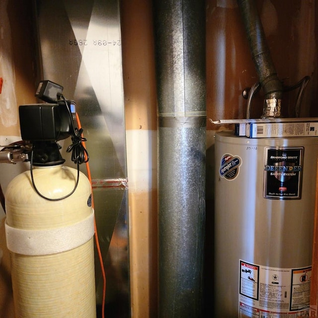 utility room with water heater