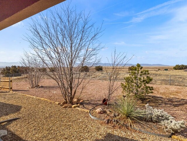 view of yard with a rural view and fence