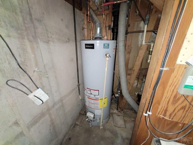 utility room with water heater