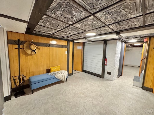 303 S Animas St, Trinidad, CO 81082 - finished below grade area with wooden walls and carpet flooring