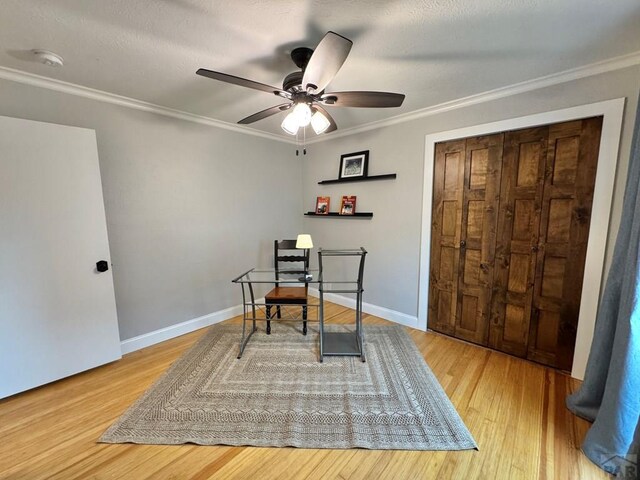 303 S Animas St, Trinidad, CO 81082 - office space featuring a ceiling fan, wood finished floors, and crown molding