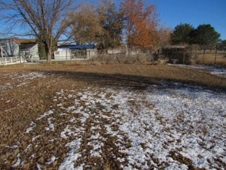 view of yard covered in snow