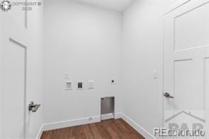 3010 Grandview Ave, Canon City, CO 81212 - laundry room with electric dryer hookup, dark wood-style flooring, and hookup for a washing machine