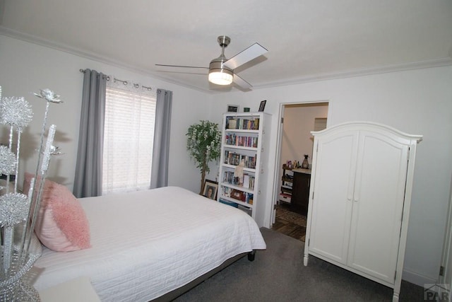 218 W Thurlow Ave, Cripple Creek, CO 80813 - bedroom featuring ornamental molding and ceiling fan