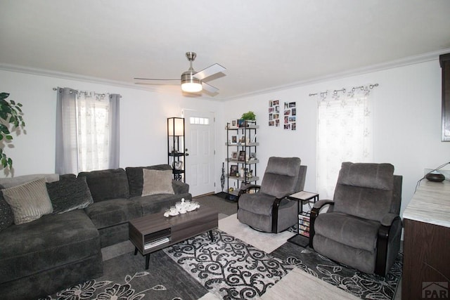 218 W Thurlow Ave, Cripple Creek, CO 80813 - living area featuring crown molding and a ceiling fan