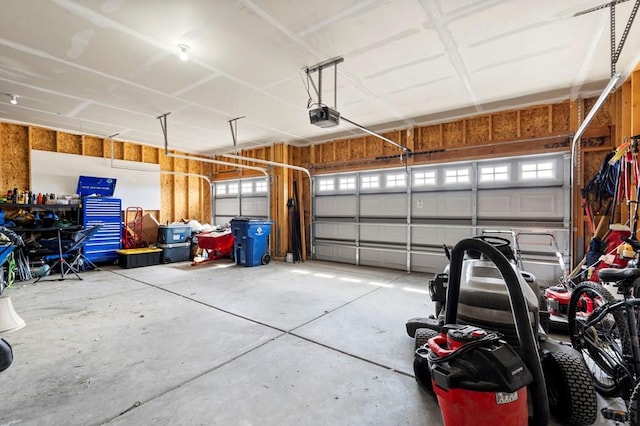garage with a garage door opener