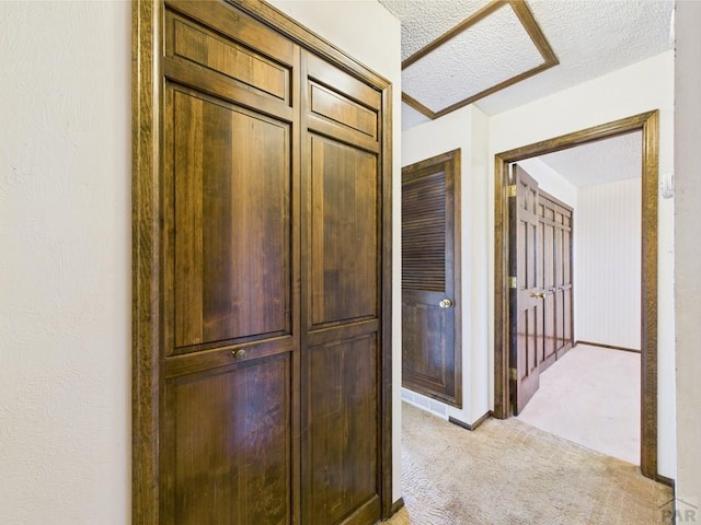 9 Woodsorrel Ct, Pueblo, CO 81001 - hallway featuring a textured ceiling and light carpet
