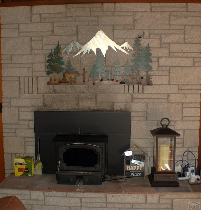 details featuring a wood stove