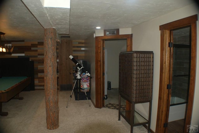 playroom featuring carpet flooring and billiards