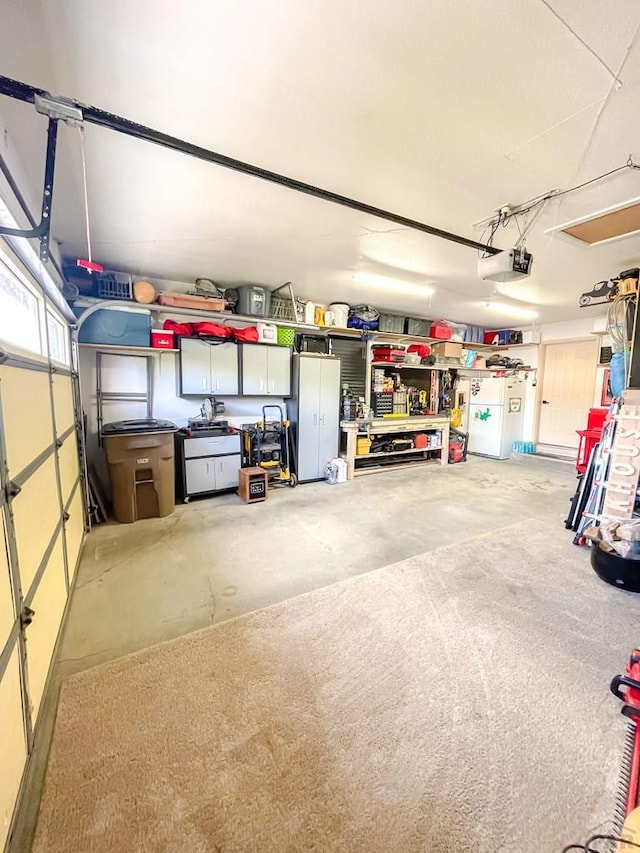 garage with a garage door opener