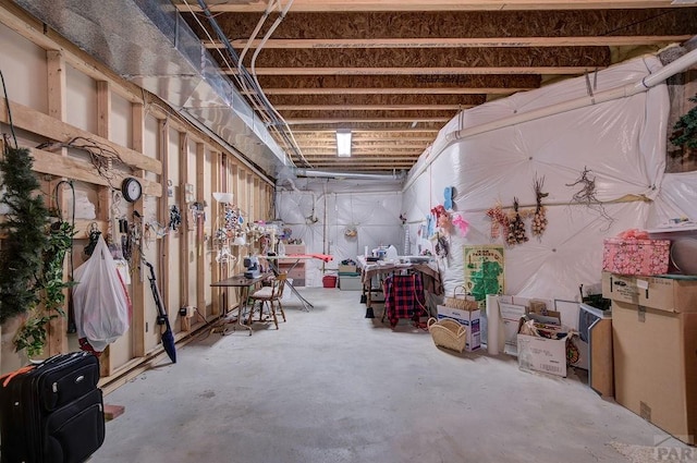 view of unfinished basement