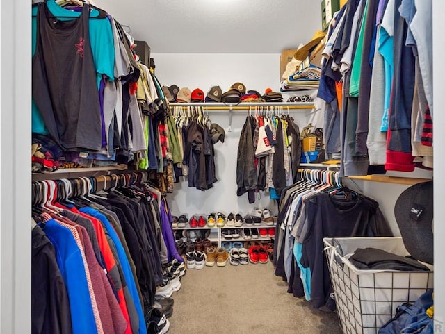 walk in closet featuring carpet