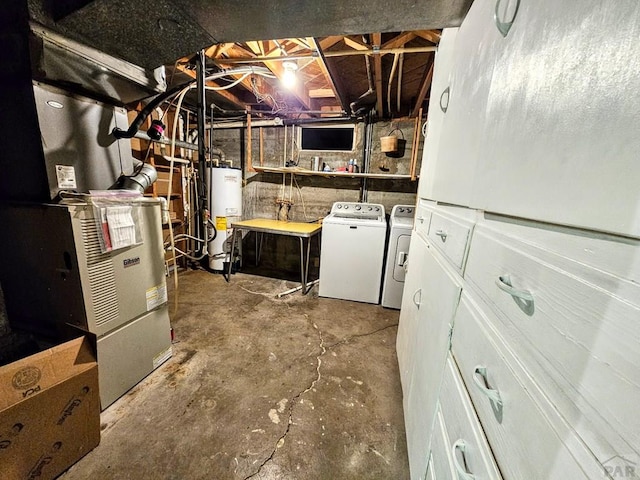 3112 Withers Ave, Pueblo, CO 81008 - unfinished basement with water heater, independent washer and dryer, and heating unit