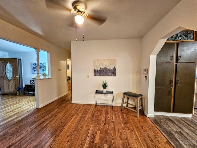 3112 Withers Ave, Pueblo, CO 81008 - foyer with ceiling fan, wood finished floors, and baseboards