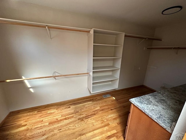 walk in closet featuring wood finished floors