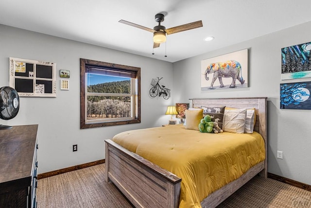 1401 Larkspur Ln, Westcliffe, CO 81252 - bedroom with recessed lighting, baseboards, and ceiling fan