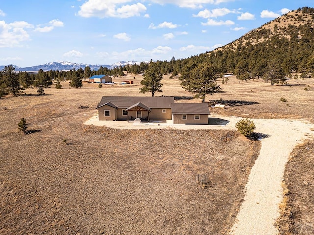 drone / aerial view with a mountain view