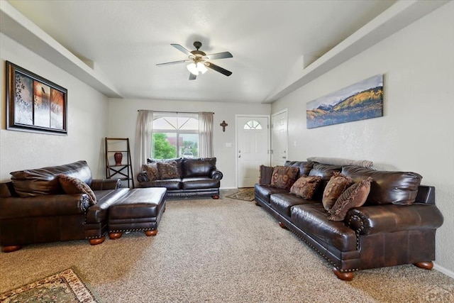 433-435 E Stardust Dr, Pueblo West, CO 81007 - carpeted living area featuring ceiling fan