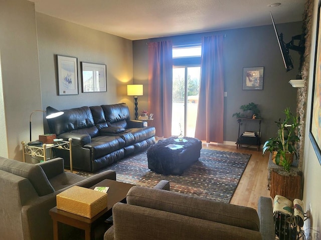 living area with wood finished floors