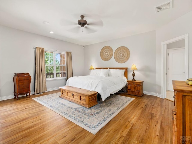 348 S Tejon Ln, Pueblo West, CO 81007 - bedroom with light wood-type flooring, ceiling fan, and recessed lighting