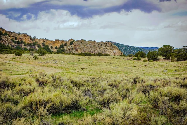 view of mountain feature featuring a rural view