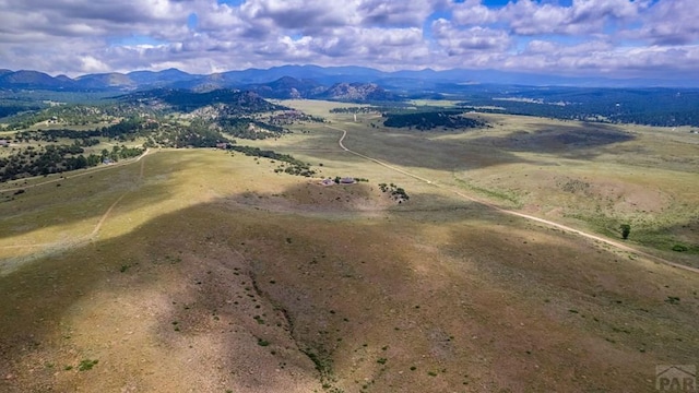 bird's eye view of a mountainous background