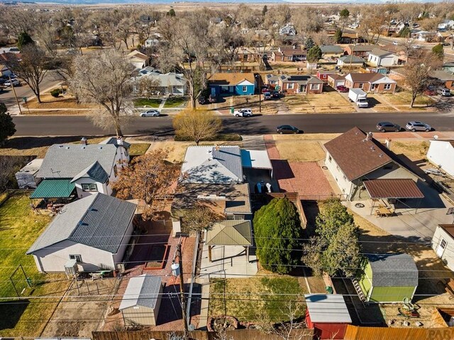 drone / aerial view with a residential view