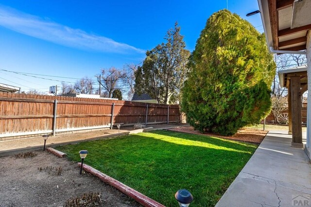 view of yard featuring a fenced backyard