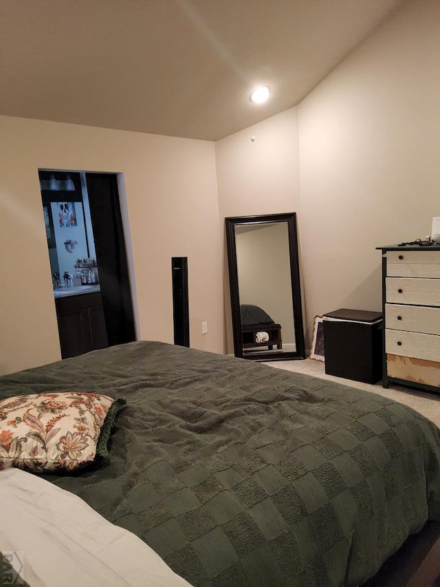 bedroom with recessed lighting and carpet flooring