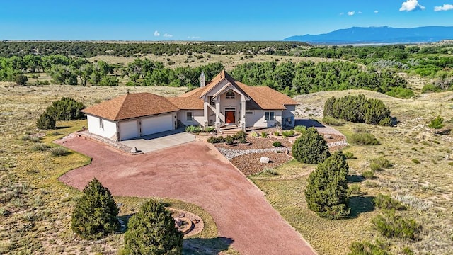 bird's eye view with a mountain view