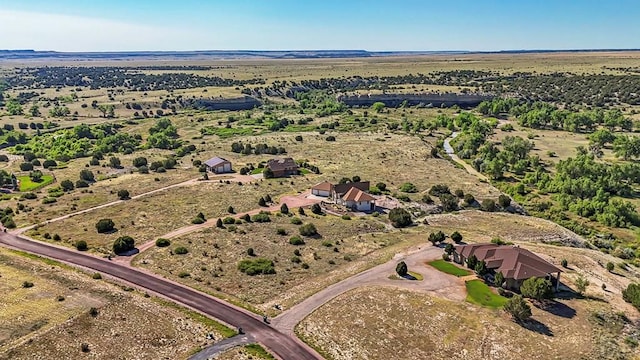 birds eye view of property featuring a rural view