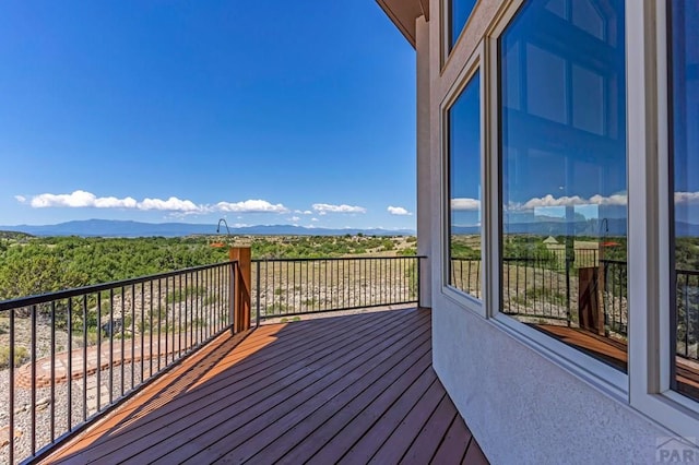 deck featuring a mountain view