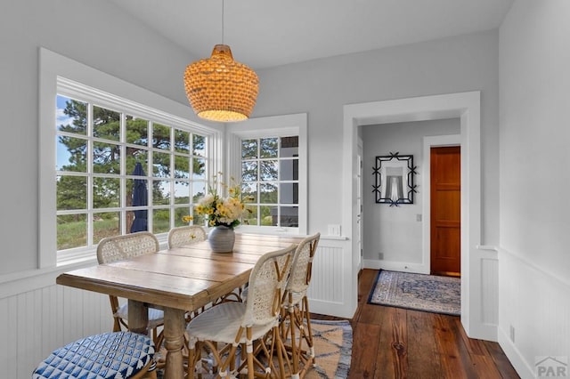 6430 Signal Mountain Rd, Beulah, CO 81023 - dining room with wood finished floors, plenty of natural light, and wainscoting