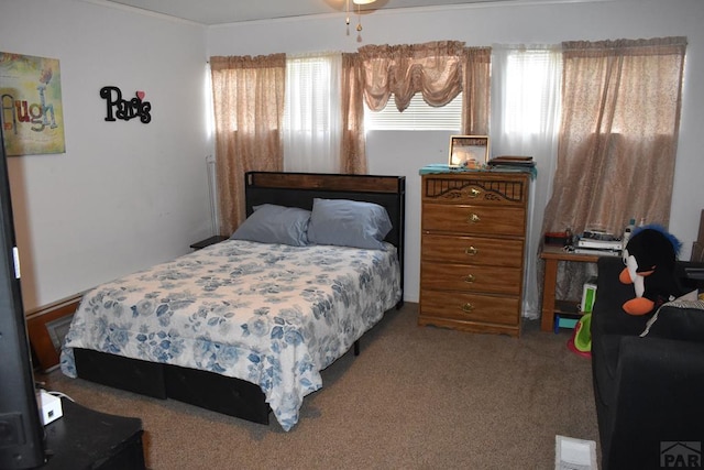 carpeted bedroom with visible vents