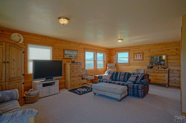 living area with carpet