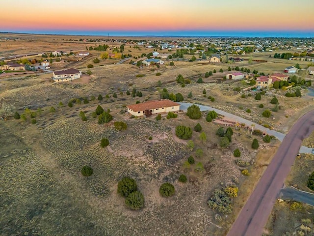 view of aerial view at dusk